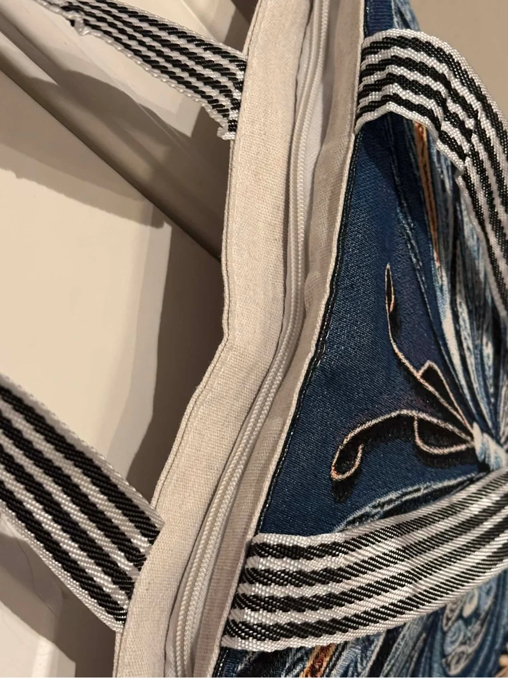 Everyday Butterfly Tote - Navy with Blue & Orange Embroidery